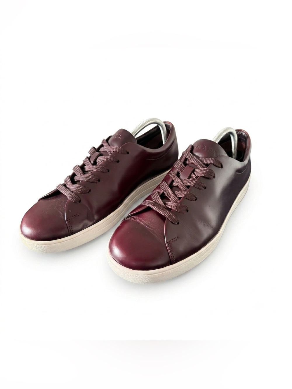 Prada Sport Leather Athletic Sneakers Burgundy US 10.5